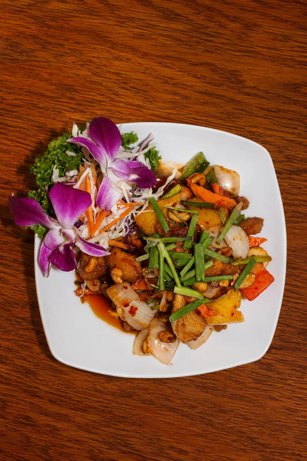 A sweet and sour dish presented at MESA